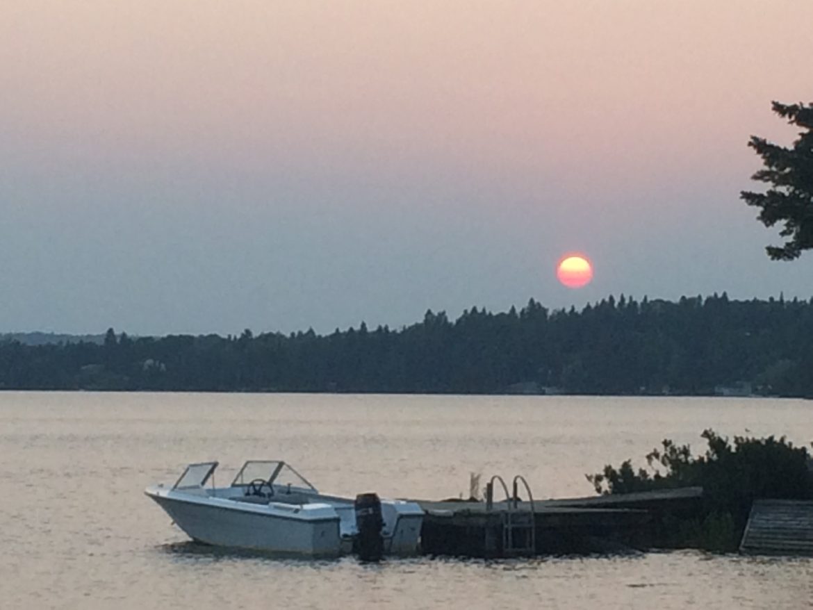 Sunset on a calm lake