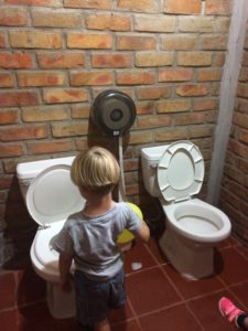 Two toilets-no privacy!