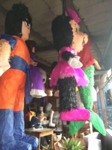 Pinatas on display